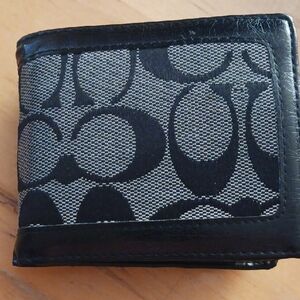 Coach Black and Gray Signature Card Holder
